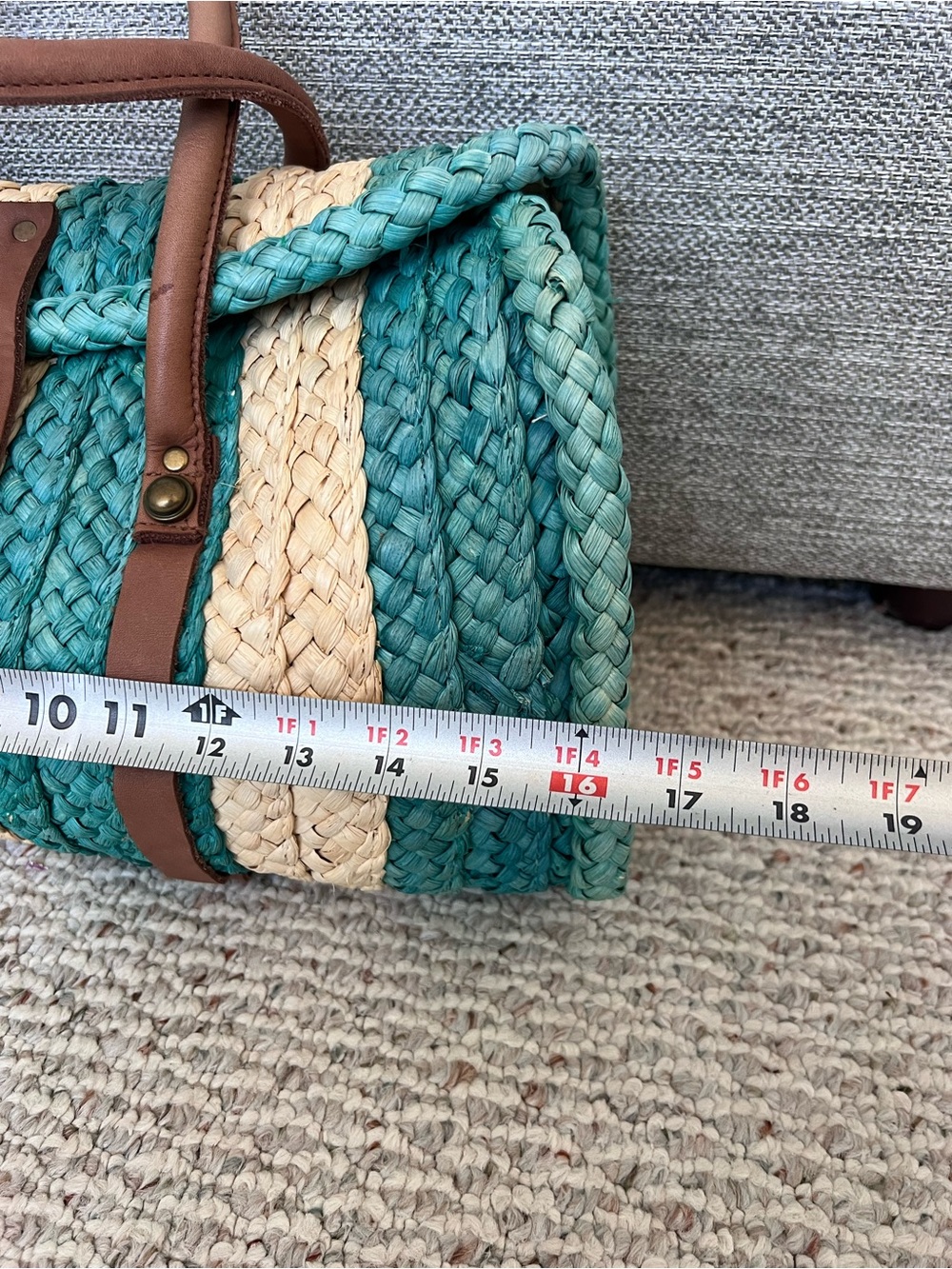 Anthropologie Pilcro and the Letterpress Rattan Woven Bag Purse Tote Green - Picture 7 of 12